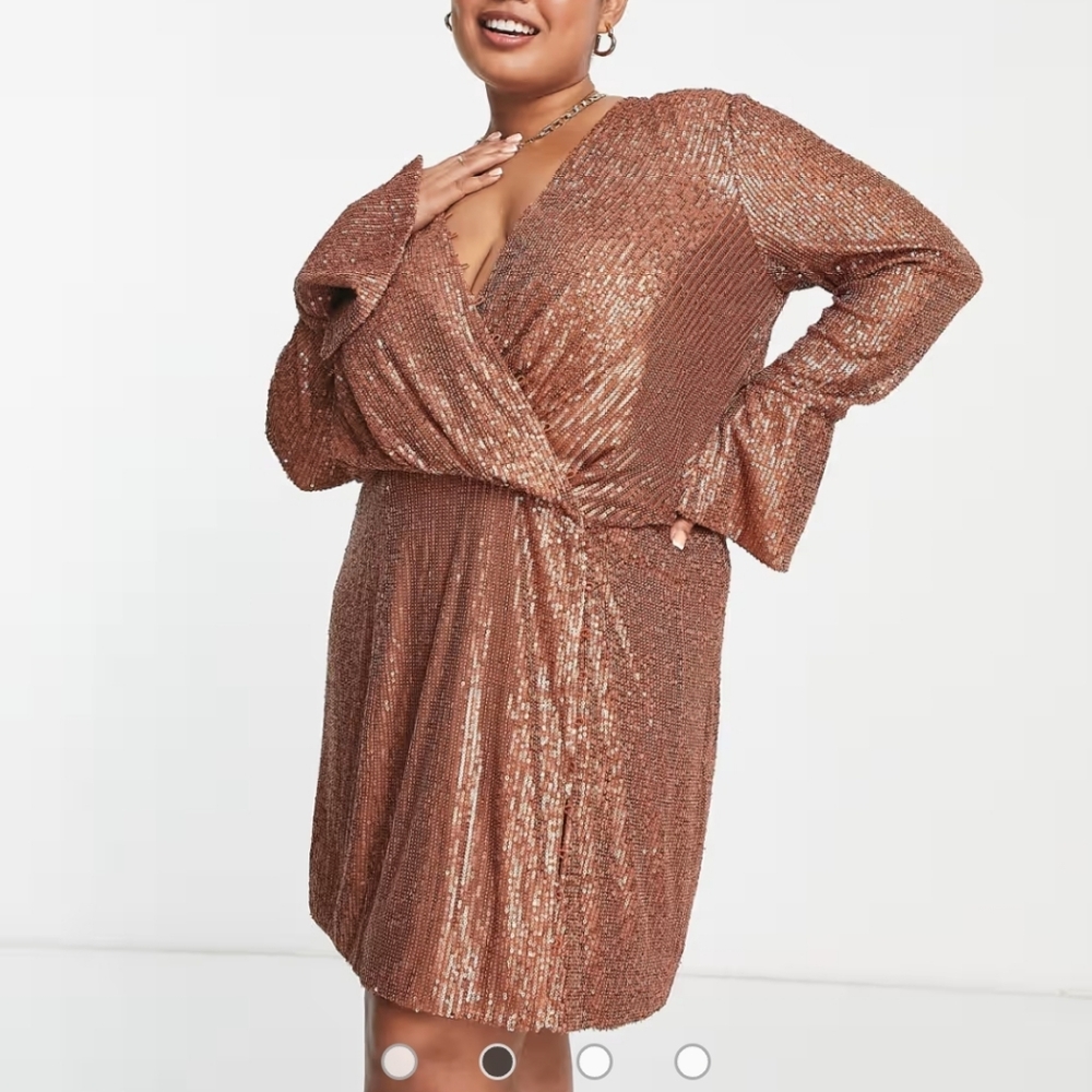 ASOS DESIGN Curve embellished drape detail mini dress